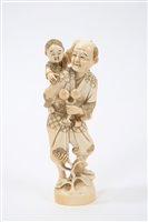 Lot 822 - Japanese Meiji period carved ivory okimino...