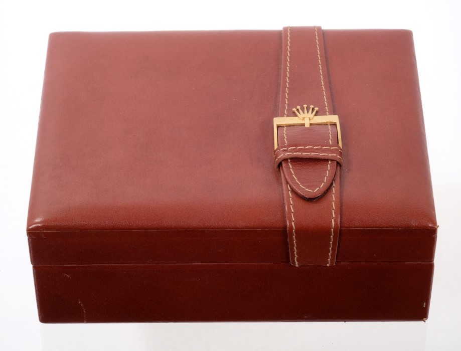 Lot 626 - 1970s Rolex watch box with brown leather...