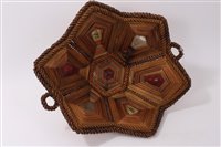 Lot 756 - Unusual 19th century stained straw-work sewing...