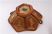Lot 756 - Unusual 19th century stained straw-work sewing...