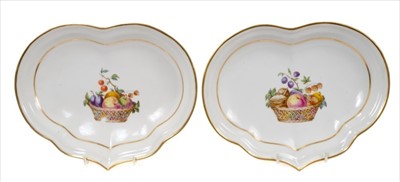 Lot 114 - Pair late 18th century Derby heart-shaped dishes
