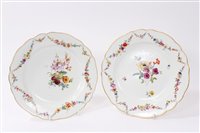 Lot 91 - Pair 18th century Meissen plates, polychrome...