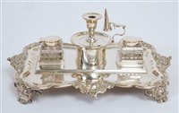 Lot 352 - 19th century plated inkstand of shaped...