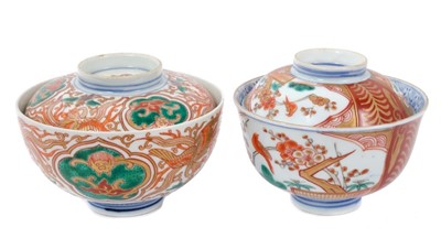 Lot 117 - Two late 19th century Japanese Imari rice bowls and covers