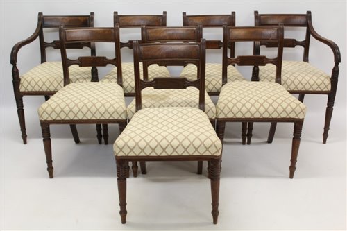 Lot 1273 - Set of eight Regency mahogany dining chairs,...