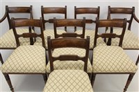 Lot 1273 - Set of eight Regency mahogany dining chairs,...