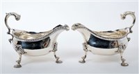 Lot 260 - Pair fine quality George III silver sauce...