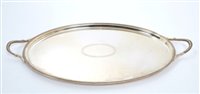 Lot 257 - Contemporary silver two-handled tray of oval...