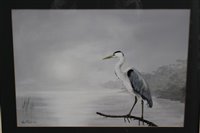 Lot 958 - Rex Flood (1928-2009) gouache - a heron on a...
