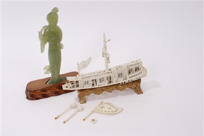 Lot 356 - Antique Chinese carved ivory model of a ceremonial boat