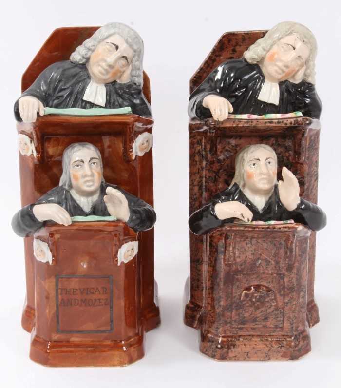 Lot 146 - A pearlware 'Vicar and Moses' group - the two...
