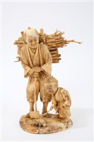 Lot 836 - Japanese Meiji period carved ivory okimino...