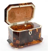 Lot 807 - George IV tortoiseshell tea caddy of small...
