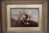 Lot 930 - Four nineteenth century-style oils over prints...