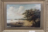 Lot 930 - Four nineteenth century-style oils over prints...