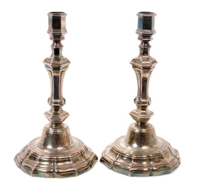 Lot 288 - Pair of 18th century French cast silver candlesticks, Gabriel Faurie