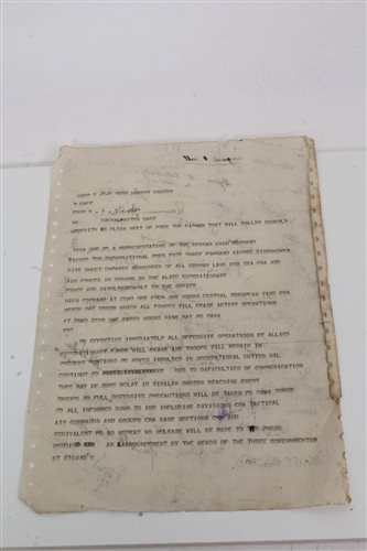 Lot 627 - Scarce Second World War cipher telex relating...