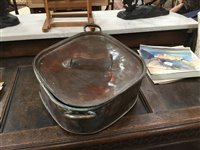 Lot 840 - Large 19th century copper turbot kettle and...