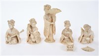 Lot 680 - Good Japanese Meiji period group of carved...