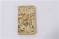 Lot 692 - 19th century Canton carved ivory card case...