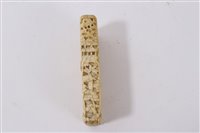 Lot 692 - 19th century Canton carved ivory card case...