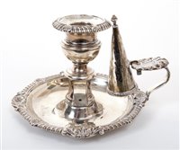 Lot 288 - William IV silver chamberstick of circular...