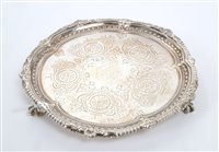 Lot 290 - Victorian silver waiter of circular form, with...