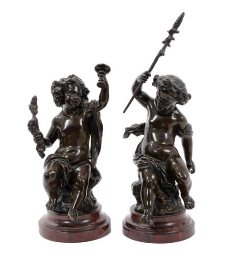 Lot 651 - Pair of 19th century Continental bronze...