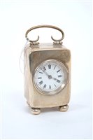 Lot 242 - George V silver miniature travelling clock...