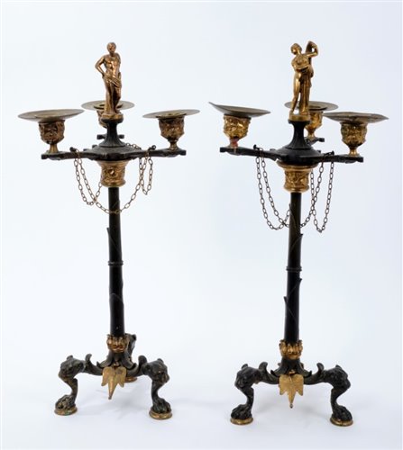 Lot 693 - Good pair of French Empire bronze and ormolu...