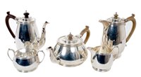 Lot 200 - Contemporary silver four piece tea set -...