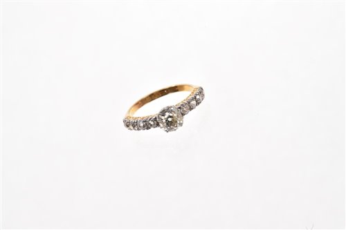 Lot 539 - Diamond single stone ring with a cushion shape...