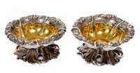 Lot 295 - Pair Victorian silver salts of circular...