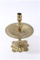 Lot 745 - Early 18th century brass candlestick with...