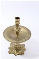 Lot 745 - Early 18th century brass candlestick with...