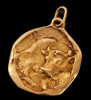 Lot 446 - Cartier 18ct gold Zodiac pendant, cast in...