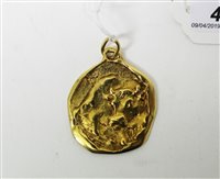 Lot 446 - Cartier 18ct gold Zodiac pendant, cast in...