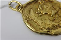 Lot 446 - Cartier 18ct gold Zodiac pendant, cast in...