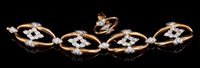 Lot 458 - 18ct gold and diamond bracelet and matching...