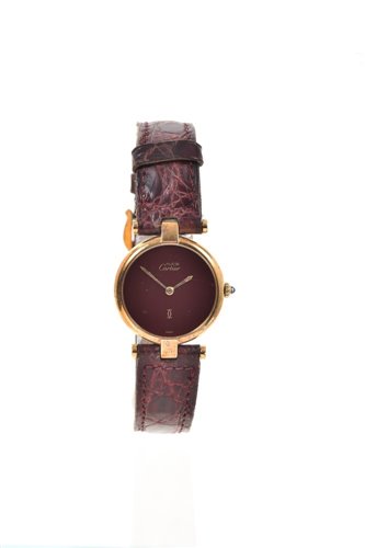 Lot 635 - Ladies' Must de Cartier gold plated wristwatch...