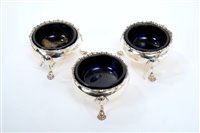 Lot 253 - Set of three George III silver salts of...