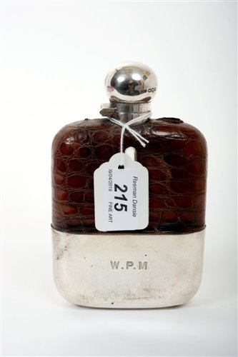 Lot 215 - 1920s glass spirit flask with crocodile...