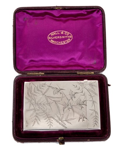 Lot 222 - Victorian silver card case of rectangular...