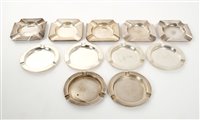 Lot 226 - Collection of 1930s silver ashtrays -...