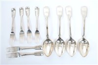 Lot 229 - Set of four George IV silver fiddle pattern...