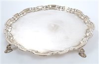 Lot 233 - Large 1930s silver salver of circular form,...