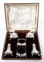 Lot 293 - Fine quality six piece 1930s silver condiment...