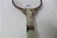 Lot 775 - Chinese jade and white metal hand mirror...