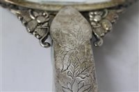 Lot 775 - Chinese jade and white metal hand mirror...
