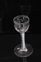 Lot 87 - Four Georgian cordial glasses with double and...